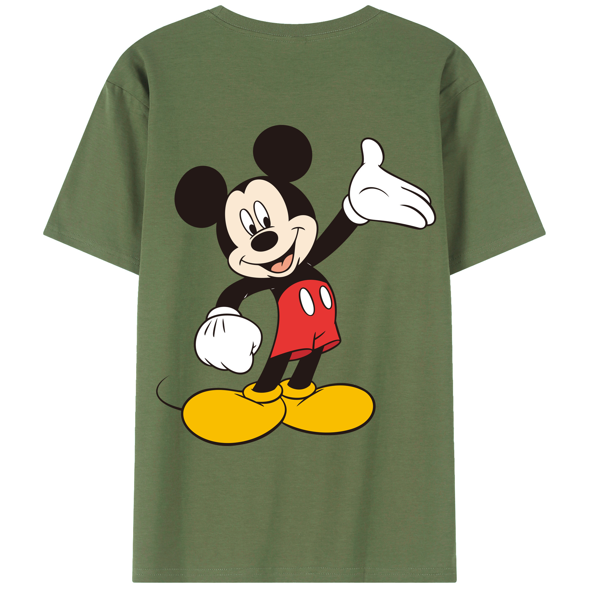 ミッキーマウス Mickey Mouse 綿100％ メンズ半袖Tシャツ（バックプリント） 通気性